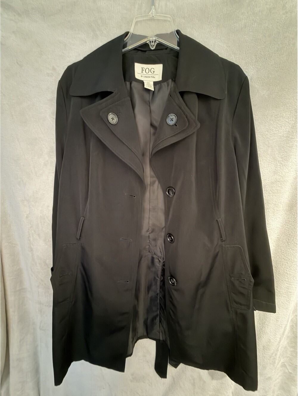 London Fog Collection Woman’s Black Double Breasted Belted Trench Coat XL